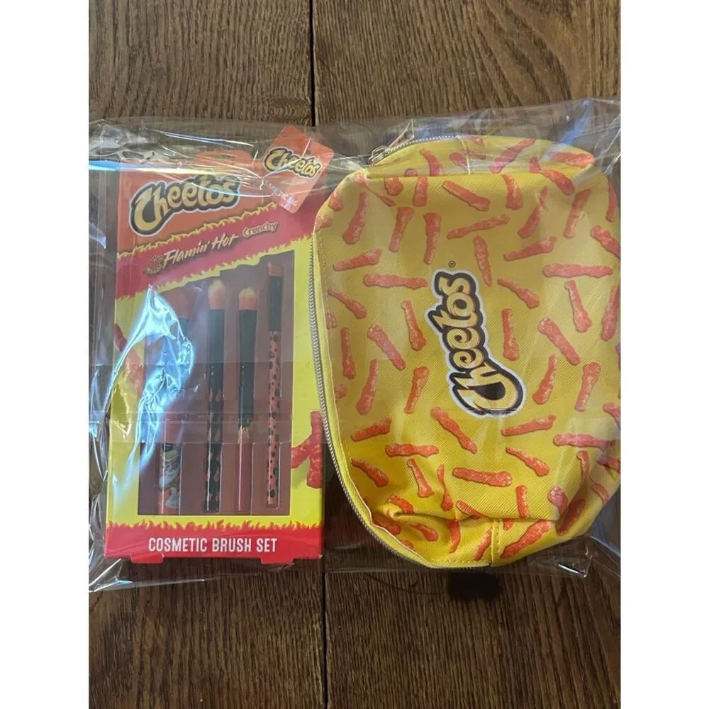 Flamin' Hot Cosmetic Brush Set -Cosmetics Bag ain’t easy being cheesy 🧀